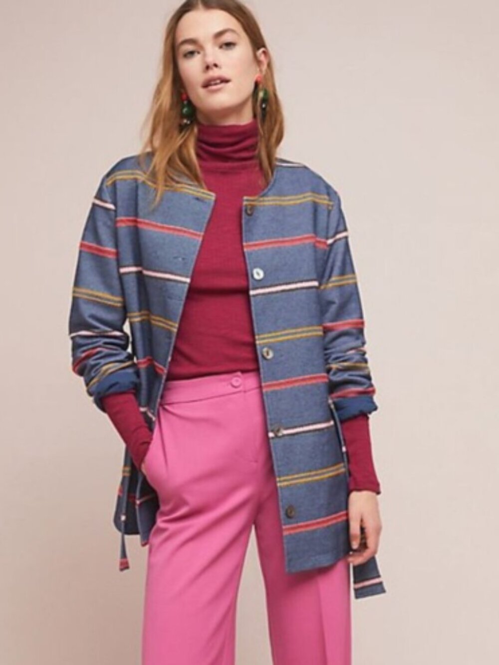 Anthropologie Dolan Piccadilly Striped Denim Jacket Blue Size XS